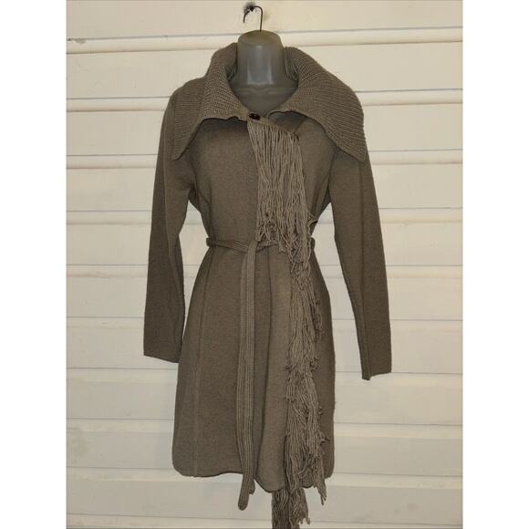 Chicos Black Label Wool Blend Belted Cardigan Sweater Size 2 - Picture 1 of 8